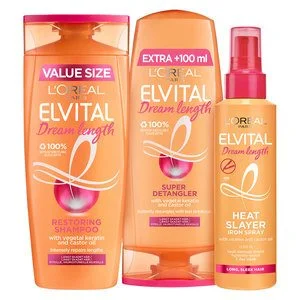 L’Oréal Paris Elvital Dream Length Shampoo 400ml + Conditioner 300ml + Elvital Dream Length Heat Slayer Iron Spray 150ml v:7166781 L’Oréal Paris Elvital Dream Length Shampoo 400ml + Conditioner 300ml + Elvital Dream Length Heat Slayer Iron Spray 150ml v:7166781