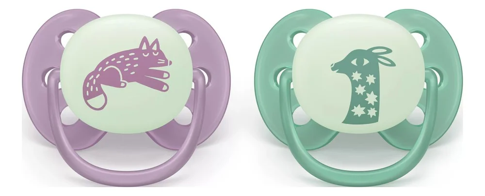 Philips Avent Pacifier ultra soft Nighttime – lilla og grønn – 2 stk. v:9680673 Philips Avent Pacifier ultra soft Nighttime – lilla og grønn – 2 stk. v:9680673