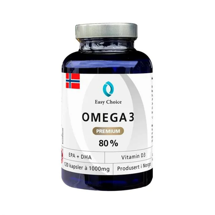 Easy Choice Omega 3 Premium Fiskeolje 80% 120 kapsler v:4897673 Easy Choice Omega 3 Premium Fiskeolje 80% 120 kapsler v:4897673