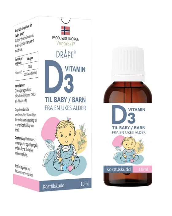 Dråpe vegansk D3-vitamin baby/barn 10 ml – vitamin D til barn v:9842592 Dråpe vegansk D3-vitamin baby/barn 10 ml – vitamin D til barn v:9842592