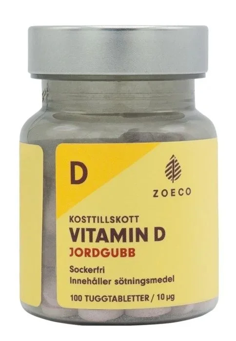 Zoeco Vitamin D jordbær 10 µg 100 tyggetabletter v:3285143