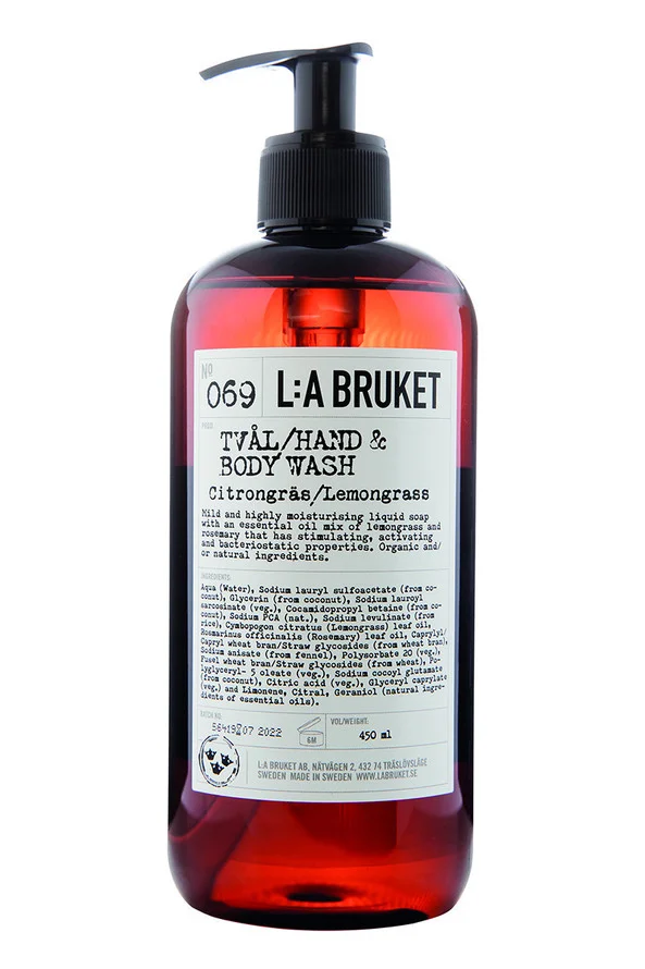 069 Hand & Body Wash Lemongrass 450 ml – L:A BRUKET v:2363120 069 Hand & Body Wash Lemongrass 450 ml – L:A BRUKET v:2363120