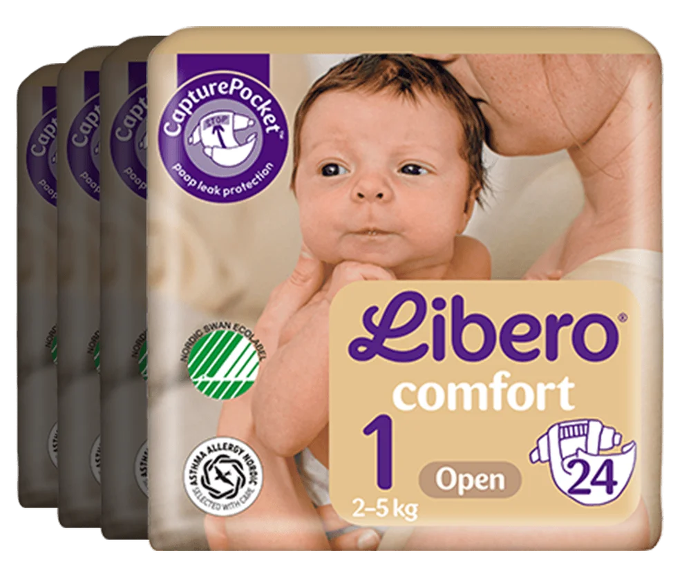 Libero Comfort 1 Åpen bleie - 4 x 24 stk. v:2284713