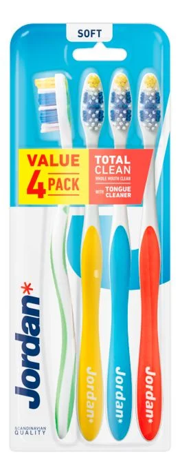 Jordan Total Clean Tannbørste Soft – 4 stk. v:8486058