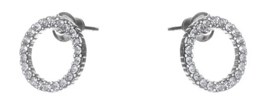Dazzling Earrings Col Round Circles With Clear Crystals Silver v:5936633