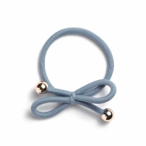 Ia Bon Hair Tie With Gold Bead Dusty Blue v:5331459