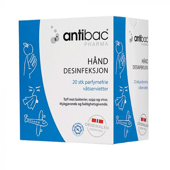 Antibac Pharma 85% våtservietter 20stk v:2248934 Antibac Pharma 85% våtservietter 20stk v:2248934