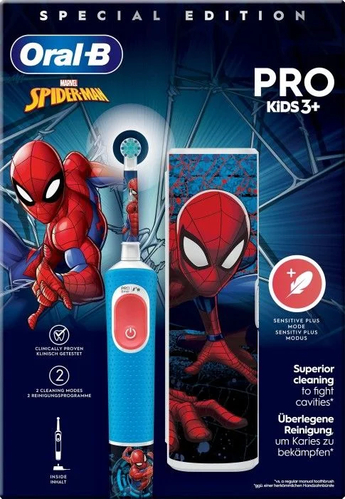 Oral-B Pro Kids elektrisk tannbørste Spider-Man 3+ år med reiseetui v:3897068 Oral-B Pro Kids elektrisk tannbørste Spider-Man 3+ år med reiseetui v:3897068