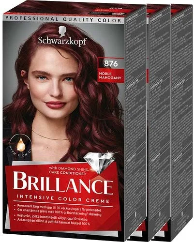 Schwarzkopf Brillance 876 Noble Mahoga 3-pack v:8258173 Schwarzkopf Brillance 876 Noble Mahoga 3-pack v:8258173