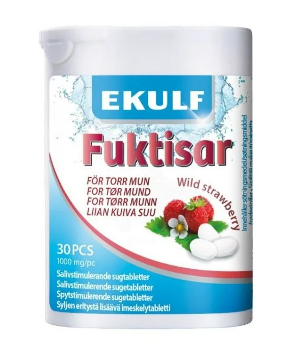 Ekulf Fuktisar Wild Strawberry sugetabletter 30 stk v:6745165 Ekulf Fuktisar Wild Strawberry sugetabletter 30 stk v:6745165