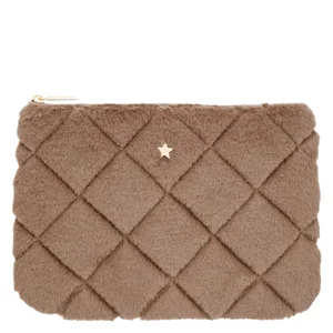 DARK Faux Fur Quilted Small Pouch Warm Taupe v:1683982 DARK Faux Fur Quilted Small Pouch Warm Taupe v:1683982