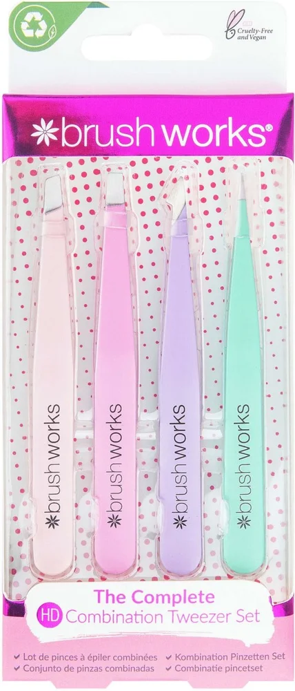 Brushworks HD Combination Tweezer Set Pastels v:1621739 Brushworks HD Combination Tweezer Set Pastels v:1621739