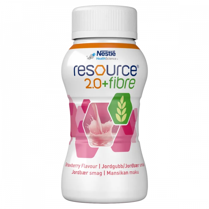 Nestlé Resource 2,0+Fibre Jordbær 4X200ml v:5428867 Nestlé Resource 2,0+Fibre Jordbær 4X200ml v:5428867