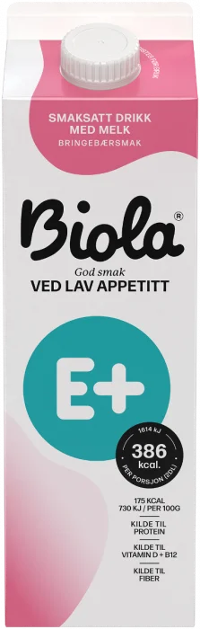 Biola E+ Drikk Bringebær | Næringsrik mellommåltidsdrikk v:8780062 Biola E+ Drikk Bringebær | Næringsrik mellommåltidsdrikk v:8780062