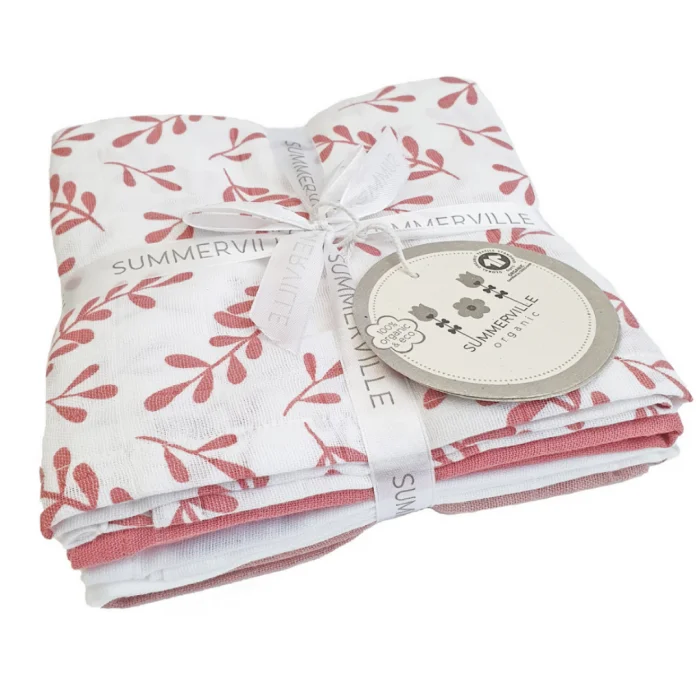 Summerville Muslin babyteppe floral rose 4 stk v:7054852 Summerville Muslin babyteppe floral rose 4 stk v:7054852
