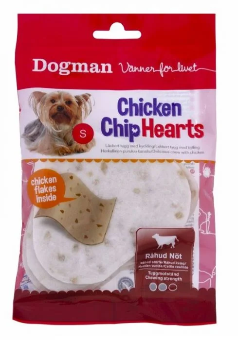 Dogman Chicken Chip hearts 4p Hvit S 10cm v:5732401