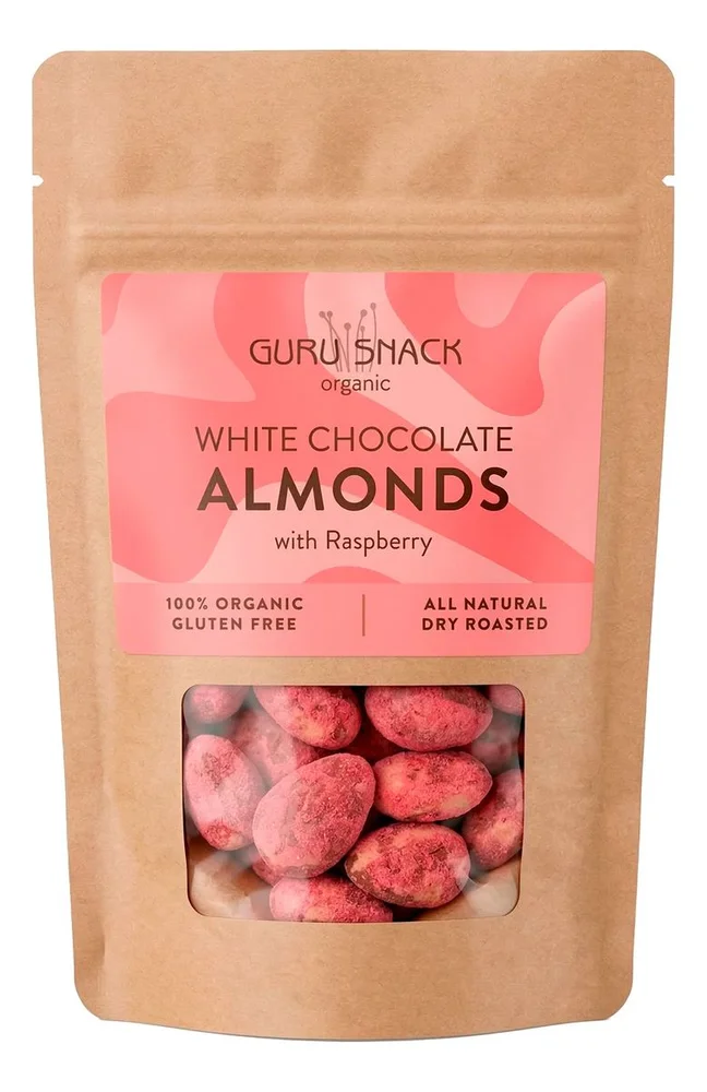 Guru Snack White Chocolate Almonds with Raspberry - 100 g. v:8863802