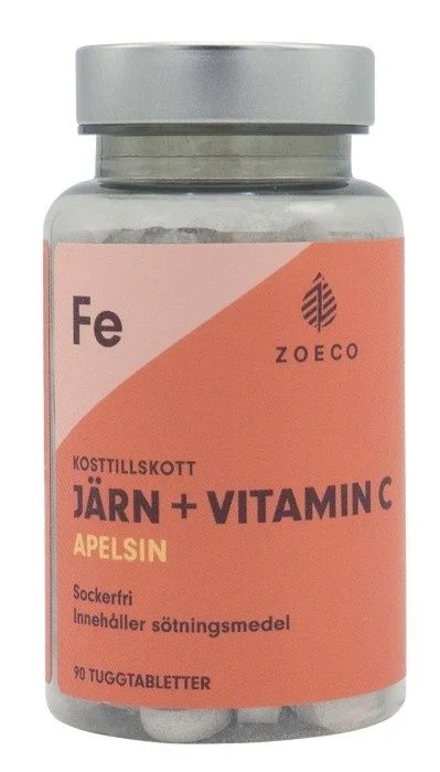 Zoeco jern + vitamin C 90 tyggetabletter v:6518334