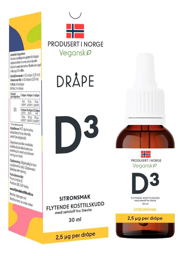Dråpe vegansk D3 sitron – 30 ml. v:5745954 Dråpe vegansk D3 sitron – 30 ml. v:5745954