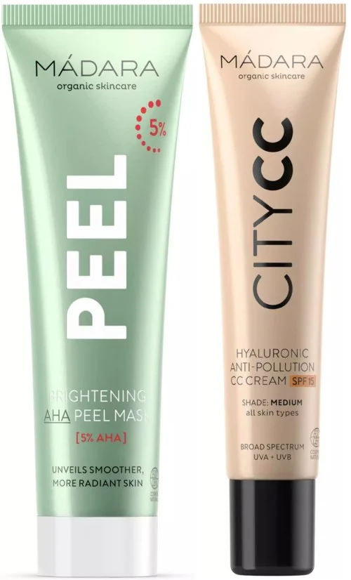 Mádara Bundle Brightening AHA Peel Mask 60ml & Anti-Pollution CC cream SPF 15 medium 40ml v:3100354 Mádara Bundle Brightening AHA Peel Mask 60ml & Anti-Pollution CC cream SPF 15 medium 40ml v:3100354