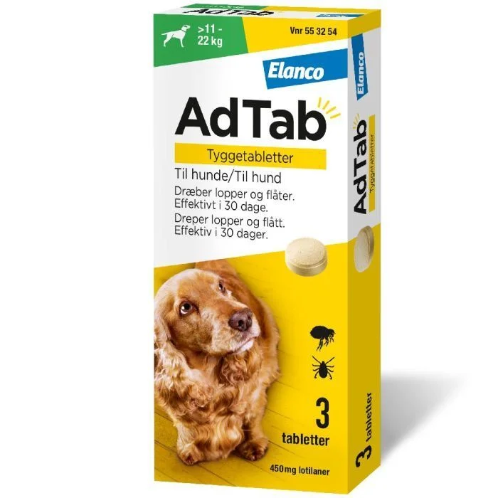 AdTab 450mg tyggetabletter til hund (L) - 3 stk v:1763784