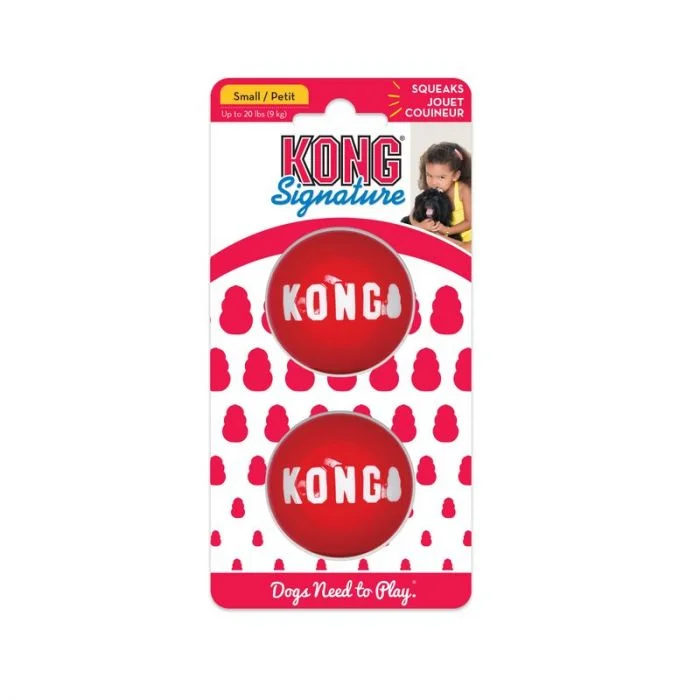 KONG Signature Balls 2 pk Hundeleke Rød M v:7090222 KONG Signature Balls 2 pk Hundeleke Rød M v:7090222