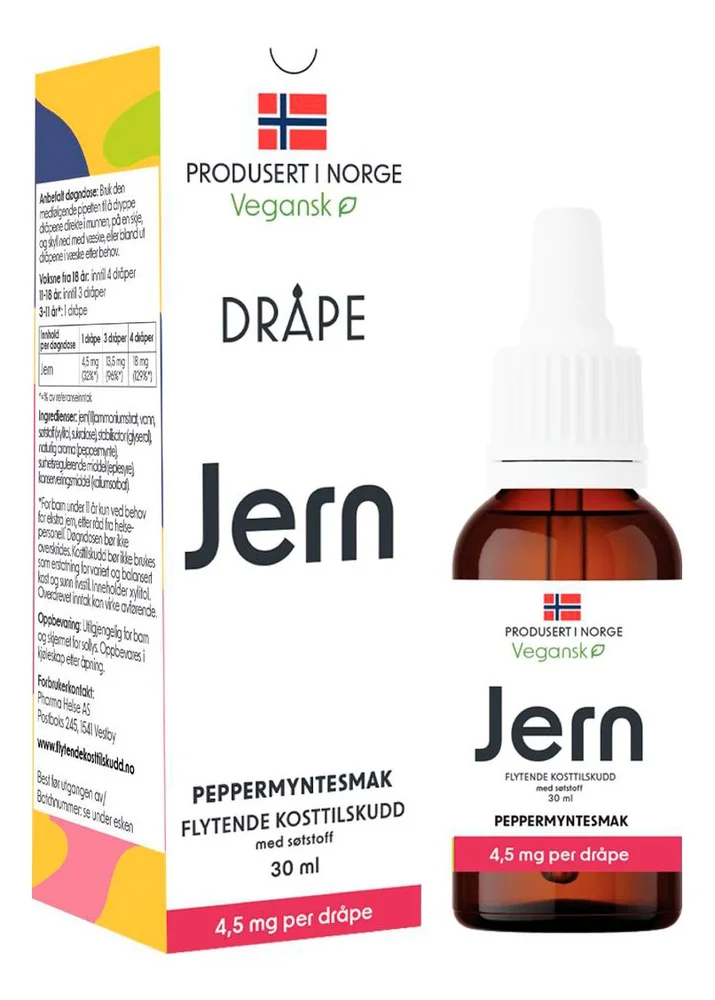 Dråpe Vegansk Jern Peppermynte – 30 ml. v:5698774 Dråpe Vegansk Jern Peppermynte – 30 ml. v:5698774