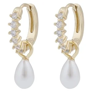 SNÖ of Sweden Lucy Drop Ring Pendant Earrings Gold White Onesize v:6618728 SNÖ of Sweden Lucy Drop Ring Pendant Earrings Gold White Onesize v:6618728