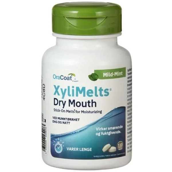 XyliMelts klebetabletter mild mint 110 stk – mot munntørrhet v:2915357 XyliMelts klebetabletter mild mint 110 stk – mot munntørrhet v:2915357