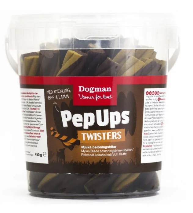 Dogman PepUps twisters 3 smaker 450g v:2429318 Dogman PepUps twisters 3 smaker 450g v:2429318