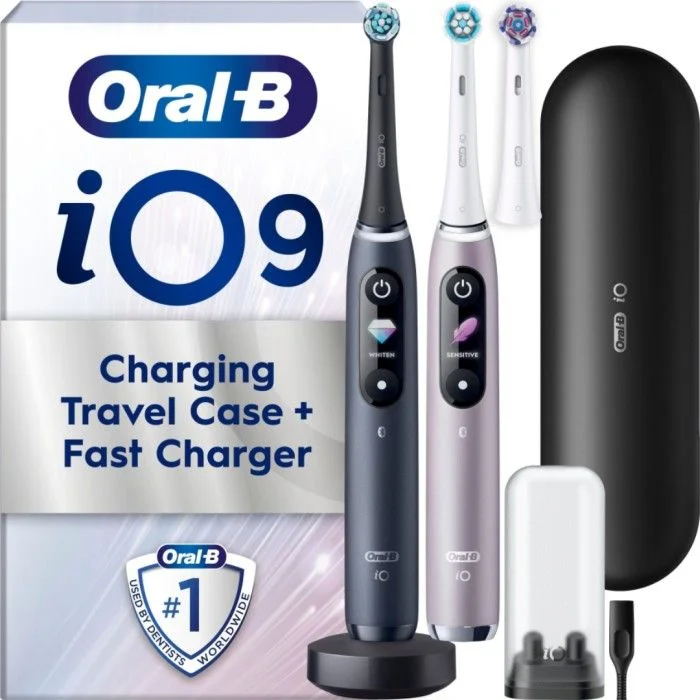 Oral-B iO 9 duo-pack elektriske tannbørster Svart & Rosenkvarts v:1354429 Oral-B iO 9 duo-pack elektriske tannbørster Svart & Rosenkvarts v:1354429