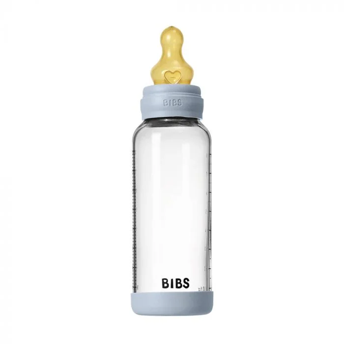 BIBS Glass Baby Bottle Round Latex Medium Flow Baby Blue 240 ml v:9692962 BIBS Glass Baby Bottle Round Latex Medium Flow Baby Blue 240 ml v:9692962