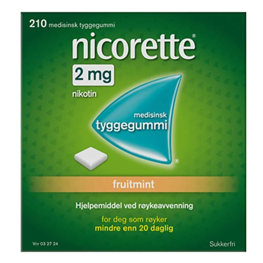 Nicorette tyggegummi 2mg fruitmint – 210 stk v:7251387 Nicorette tyggegummi 2mg fruitmint – 210 stk v:7251387