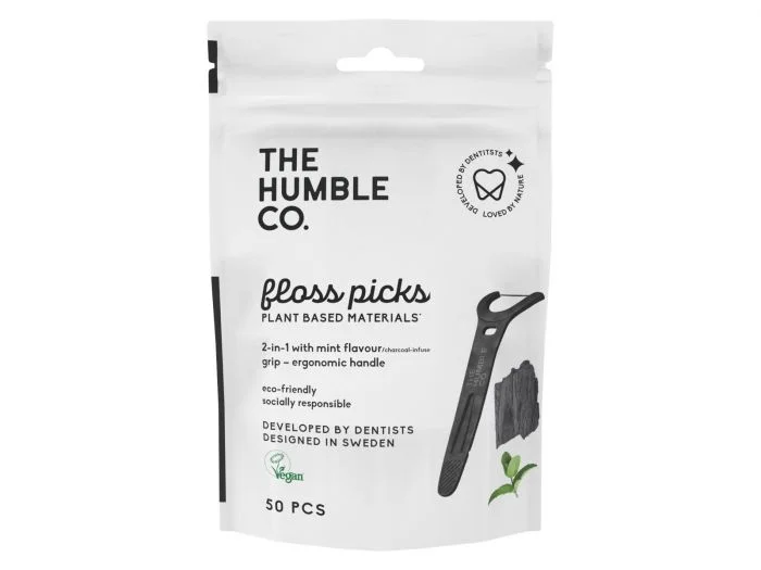 The Humble Co. Dental Floss Charcoal Grip Picks 50 stk v:1145436 The Humble Co. Dental Floss Charcoal Grip Picks 50 stk v:1145436